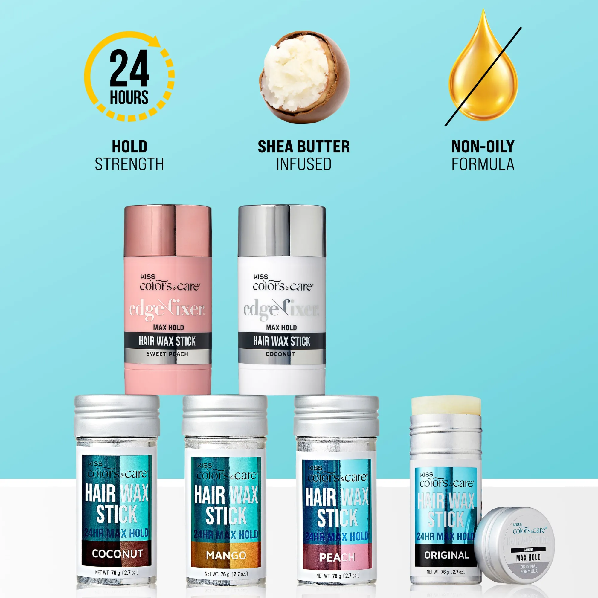 Styling|Hair Care>Kiss Colors and Care Edge Fixer Wax Stick