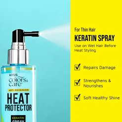 Styling|Hair Care>Kiss Colors and Care Heat Protector Keratin Spray